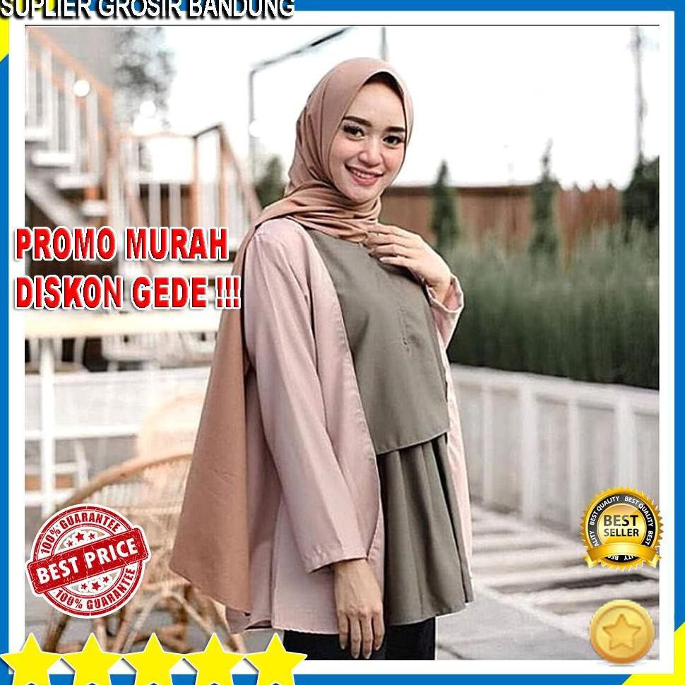 Murah Meriah Baju Atasan Wanita Blouse Remaja Kekinian Kombinasi Warna Desain Casual Modern Good