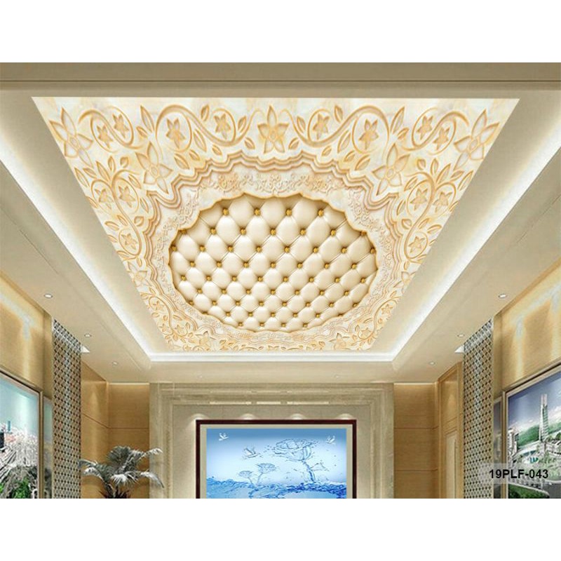 Wallpaper 3D Custom Plafon Batik Krem (19PLF-043)