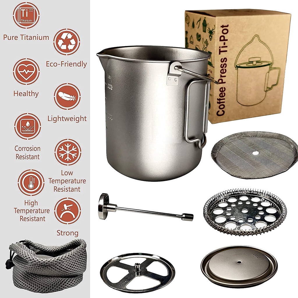 Titanium Camping Coffee Pot - Gelas Camping Multifungsi Titanium 750ml