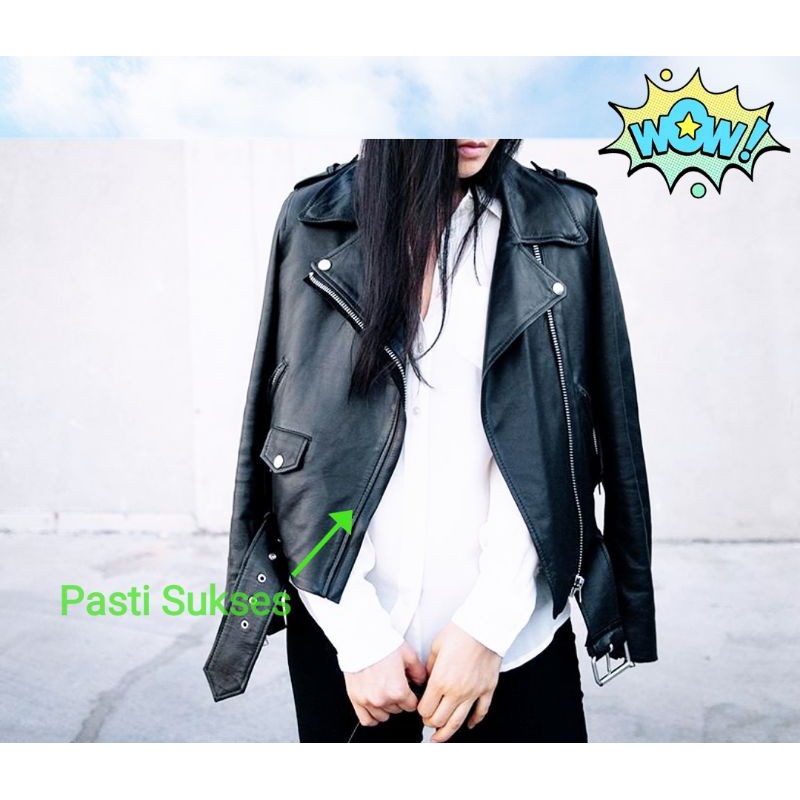 Jaket Kulit Wanita Ramones Changcuters Korea Blazer Vintage baggy oversized jacket