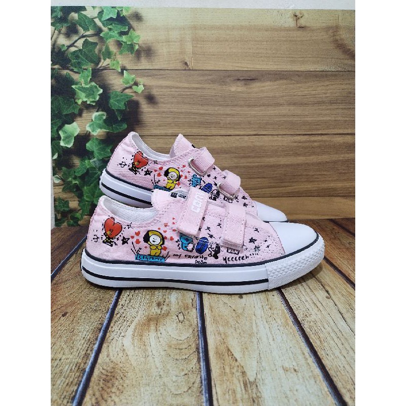 sepatu Converse anak BTS bt21 warna PING usia 1234 s/d 10 tahun