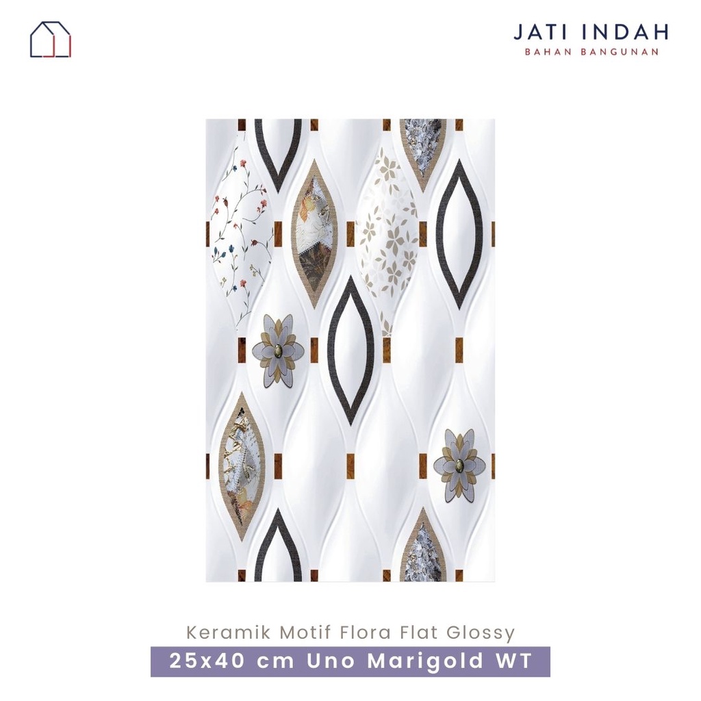 Keramik Dinding Glossy Motif Bunga / Flora 25X40 cm Uno Marigold