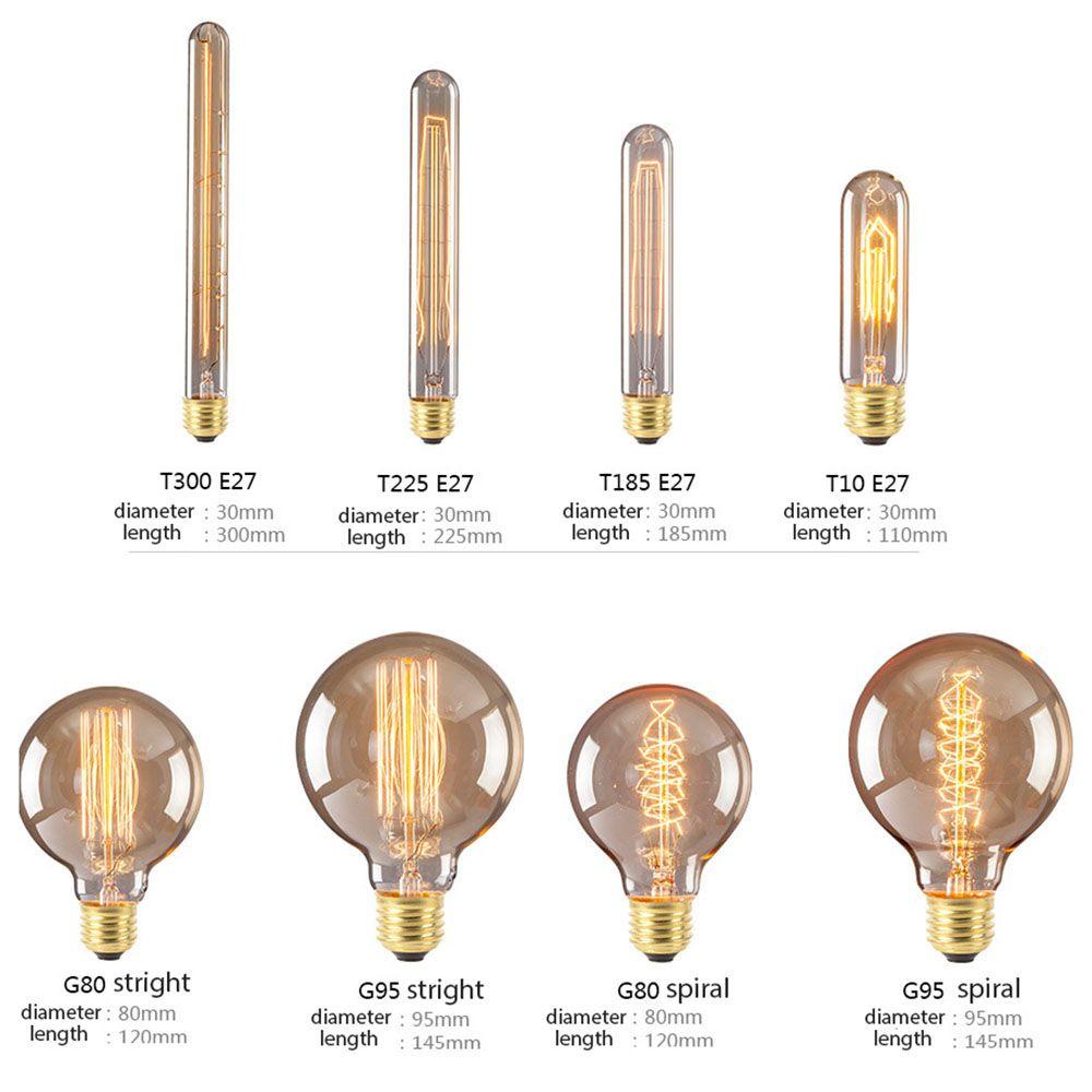 NICKOLAS1 Bohlam Pijar 1pcs 40W Dimmable Aman Lampu Hangat Spiral/Stright Filament Light Tool