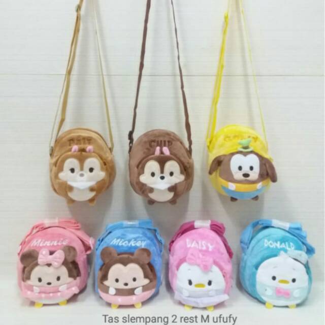 Tas Slempang 2 Rest M Ufufy Minnie Mickey Donald Daisy Anak Sekolah uk.18cm import kad