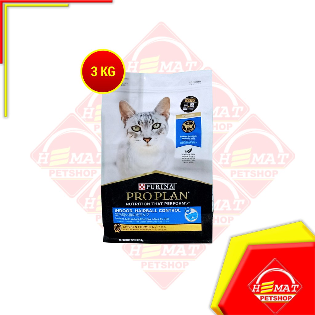 ProPlan Makanan Kucing Indoor Pro Plan Hairball Chicken Ayam 3 Kg