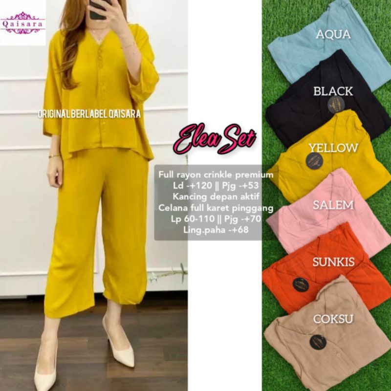 elea set / setelan polos wanita / one set kekinian / baju setelan murah