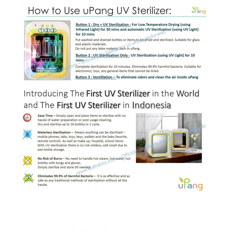 uPang UV Waterless Sterilizer 7-Series (Seri TUJUH) Alat Steril Tanpa Air