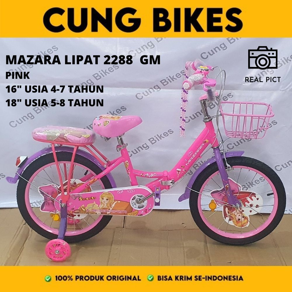 Sepeda lipat anak 16 &amp; 18 inch foldiing biike Mazara Steel 2266MG 2266GM 2288