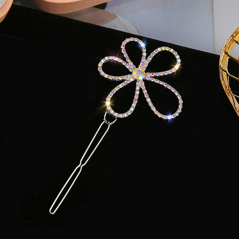 Fashion AB Colorful Rhinestone Hairclips Women Girls Korea Sweet  Flower Hair Pins Hair Accessories