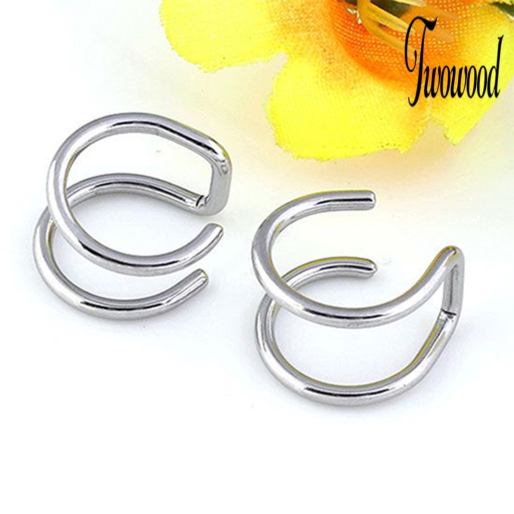 Anting Tulang Rawan Palsu 2 Baris Bahan Stainless Steel