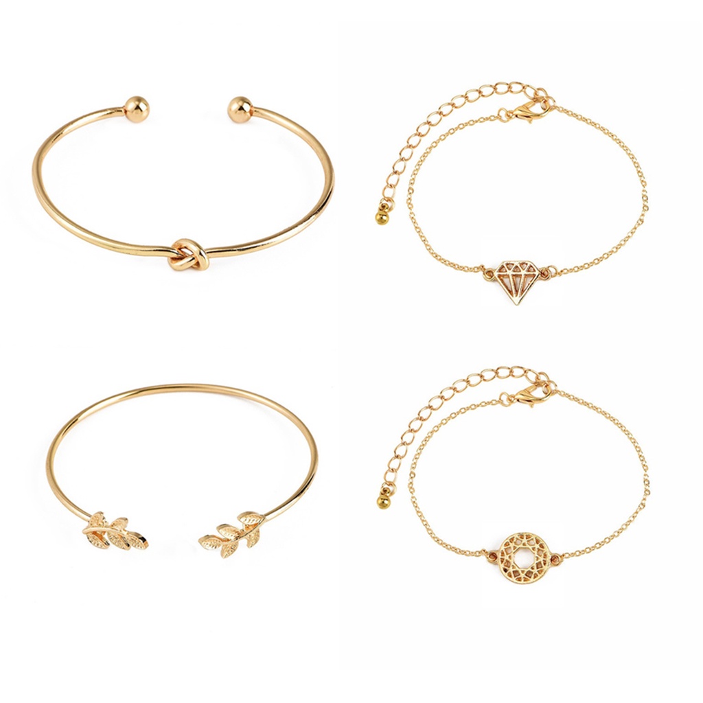 Hu Hu Hu Hu Hu Alat Bantu Pasang Kacamata♡ 4pcs / Set Gelang Tangan Rantai Adjustable Model Terbuka Untuk Wanita