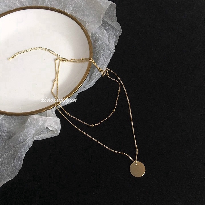 Kalung Berlapis Disc Bulat Liontin Kalung Kalung Emas Kalung Kalung Wanita