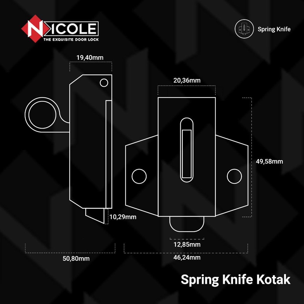 Grendel Spring Knife Kotak / Kunci Jendela Nicole Jumbo