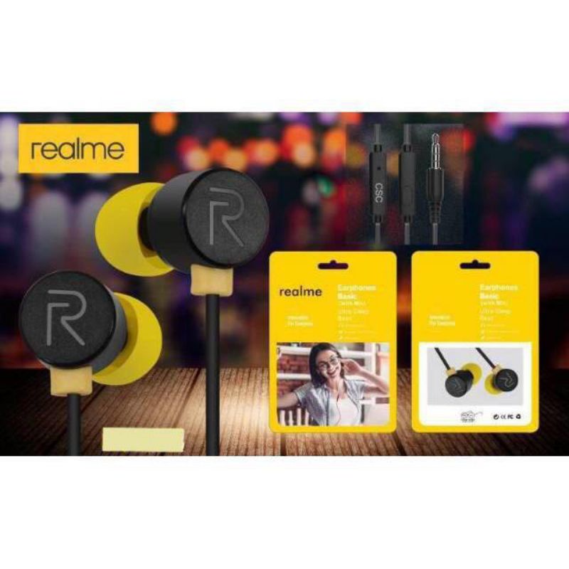 Handsfree Realme Headset Realme Stereo Earphone Superbass