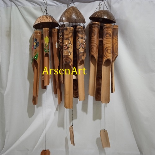 Bel Bambu Bali Uk. 30 cm Lonceng Angin Bambu, Wind Bell, Klenengan Bambu Asli Bali.