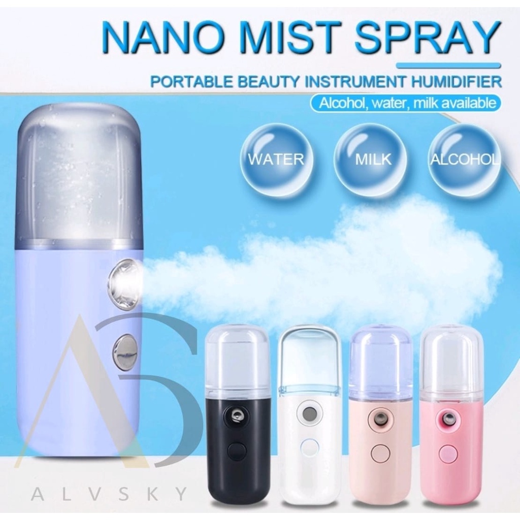 NANO SPRAY PORTABLE MINI MIST SPRAYER USB RECHARGEABLE 30 ML PELEMBAB PERAWATAN WAJAH