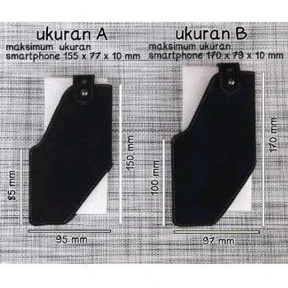 Sarung Hp Pinggang Kulit Asli Diagonal Hitam Suede