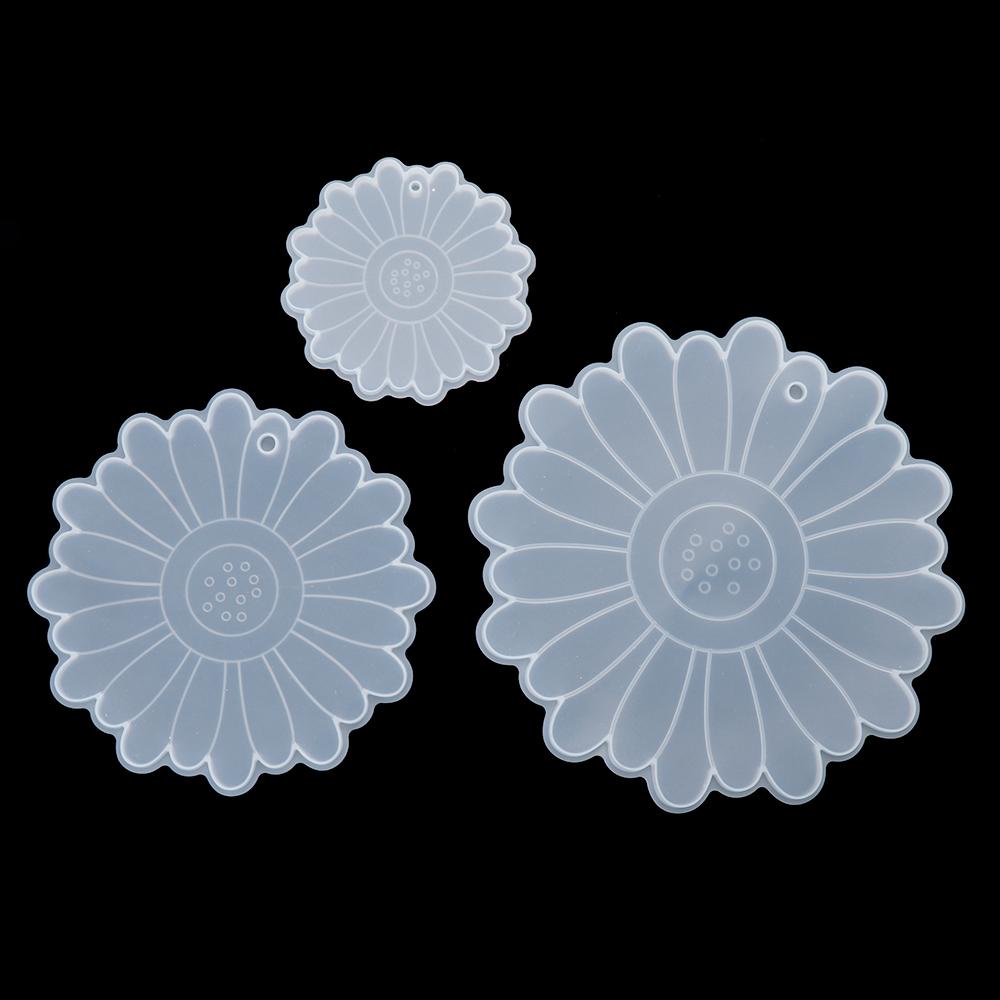 Solighter Sunflower Coaster Cetakan DIY Casting Membuat Perhiasan Alat Cup Mat Mold
