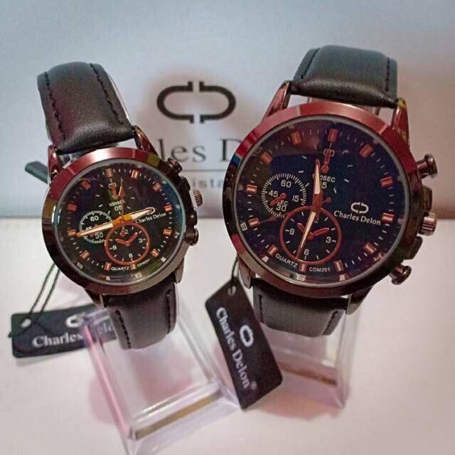 jam tangan couple charles delon original anti air sudah sepasang