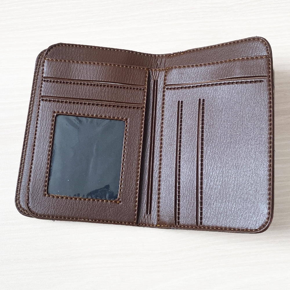 SHOPEE 6.6 SUPER SALE!! Fashion Pria Dompet Tegak Lipat Dua Model 3 Dimensi full Bahan Kulit Dompet Pria dan Wanita Dompet Distro Model Bifold Men Wallet - Brown