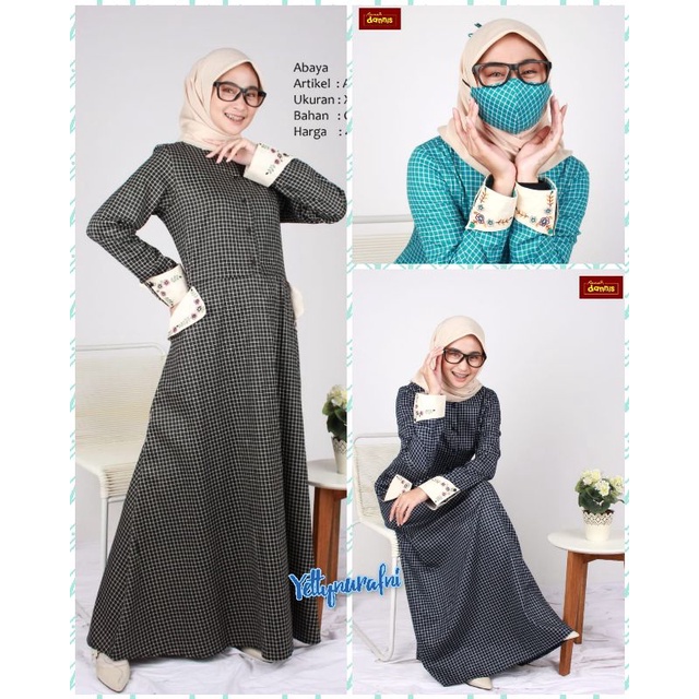 Baju Gamis Wanita DANNIS A210624 Free Masker Hitam - Navy - Biru Tosca