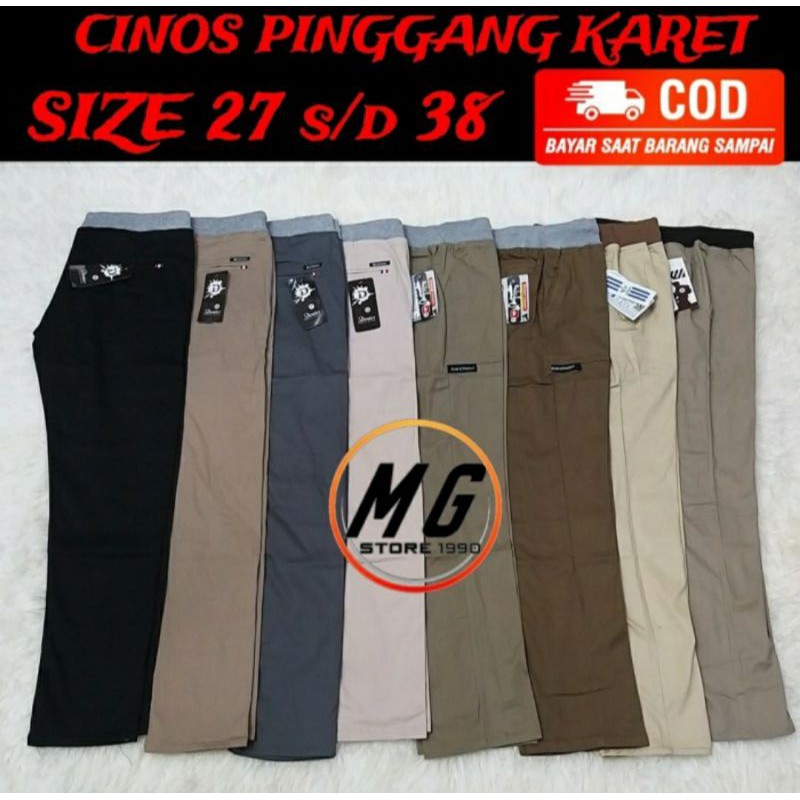 CELANA PANJANG FASHION CHINOS CHINO PINGGANG KARET PRIA WANITA TERBARU