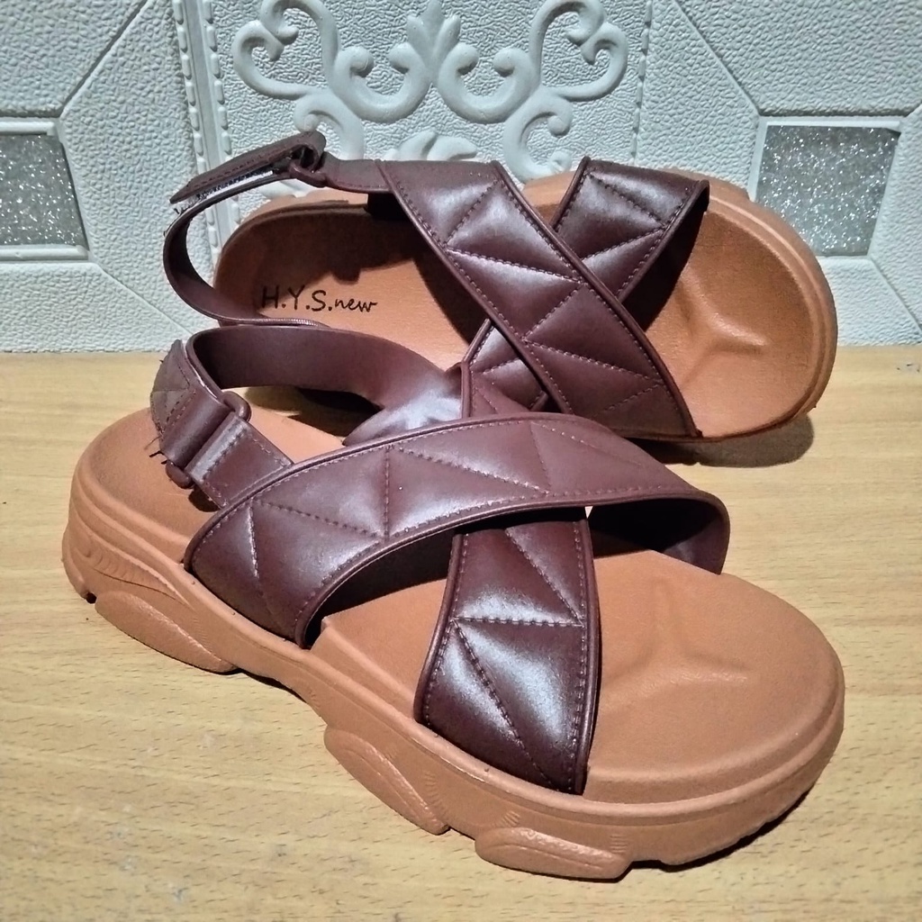 - SANDAL WEDGES TALI  SILANG untuk wanita jelly merk H.Y.S original import cina  2201 - bahan empuk karet nyaman dipakai TERMURAH