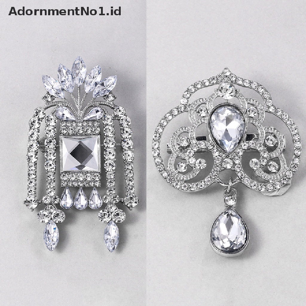 (AdornmentNo1) Bros / Pin Vintage Bentuk Tetesan Air Aksen Kristal + Berlian Imitasi Untuk Wanita / Pesta Pernikahan