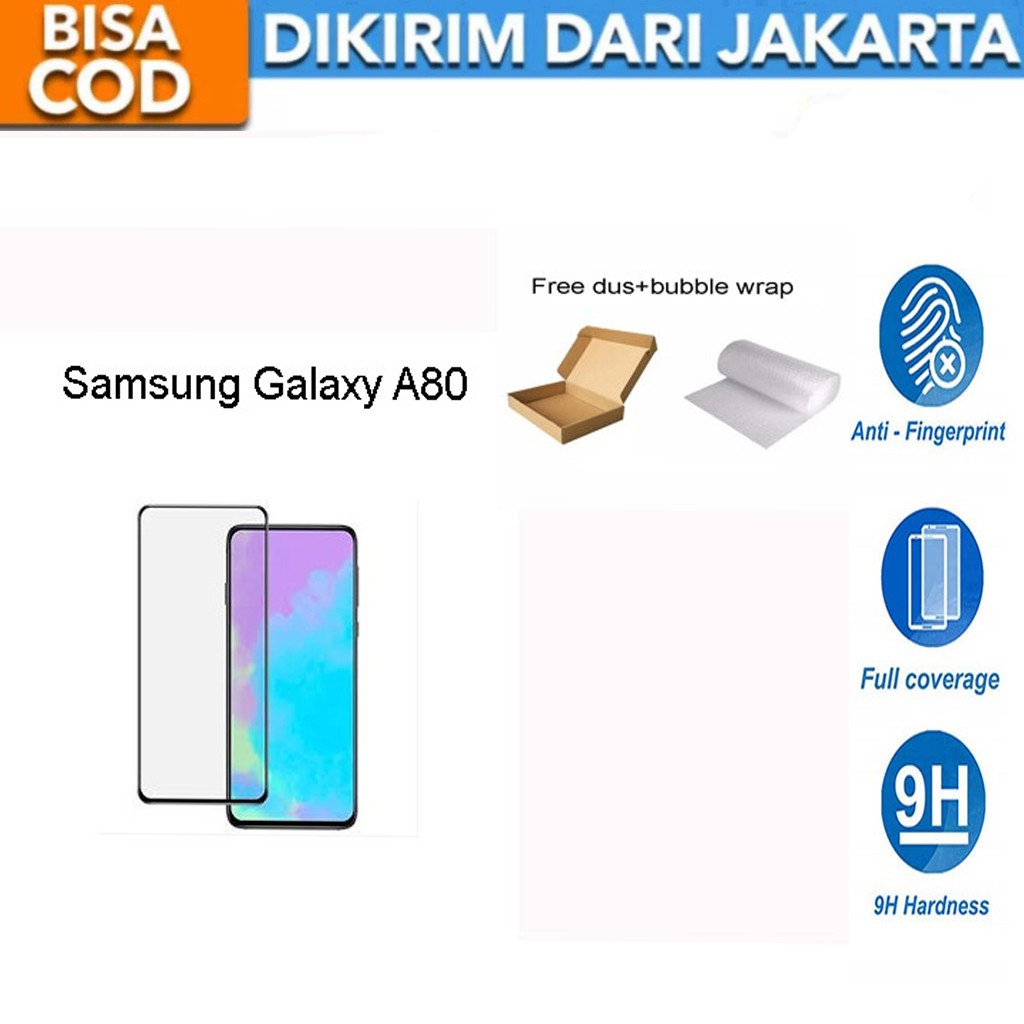 Samsung Galaxy A80 Full Cover/Full Screen Tempered Glass Screen Protector Anti Gores