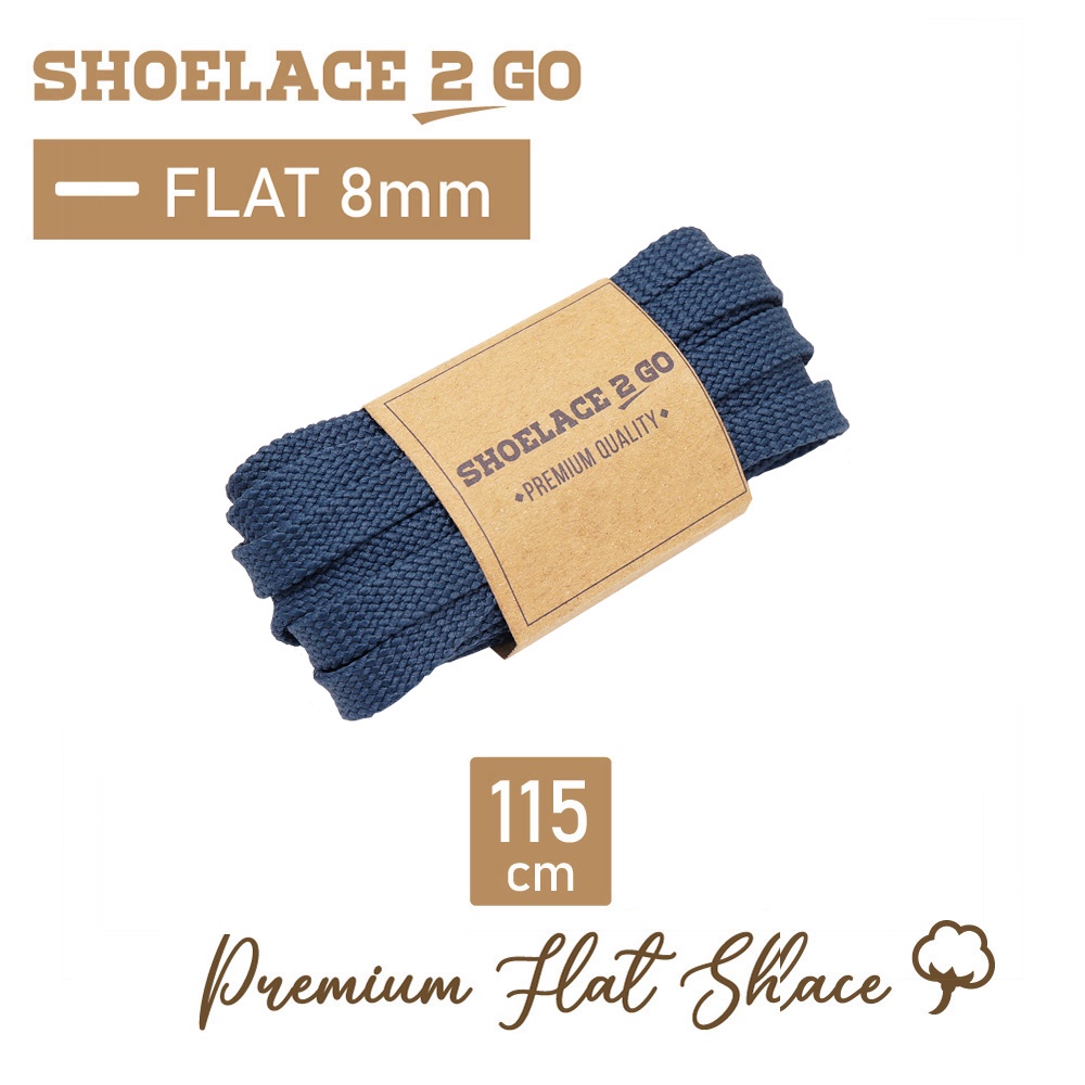 SHOELACE 2 GO PREMIUM TALI SEPATU GEPENG PIPIH FLAT J14 - NAVY - 115CM