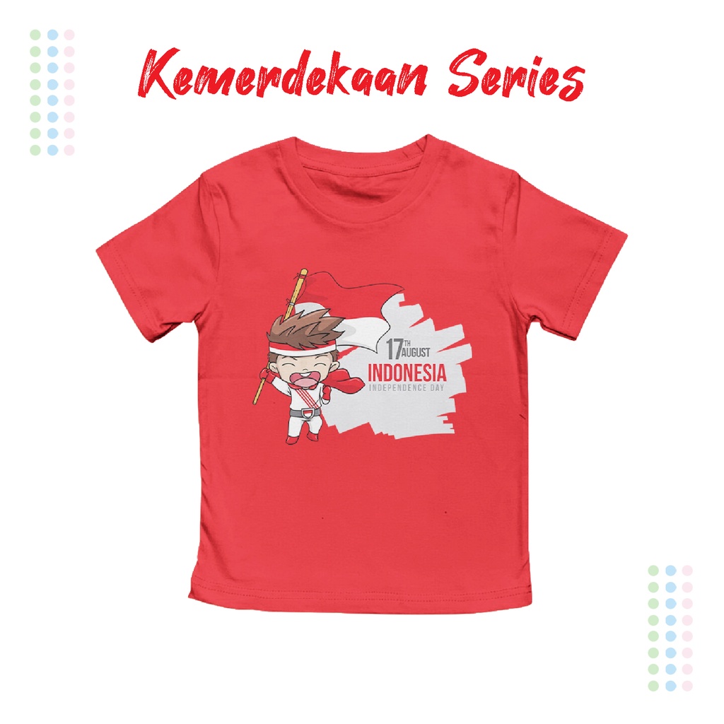 Kaos Agustusan Anak Laki-laki dan Perempuan Unisex 1-14 tahun Motif Hero Indonesia