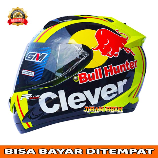 HELM / GM HELM / HELM GM / HELM GM FULL FACE RACE PRO CLEVER YELLOW FLUO TERMURAH
