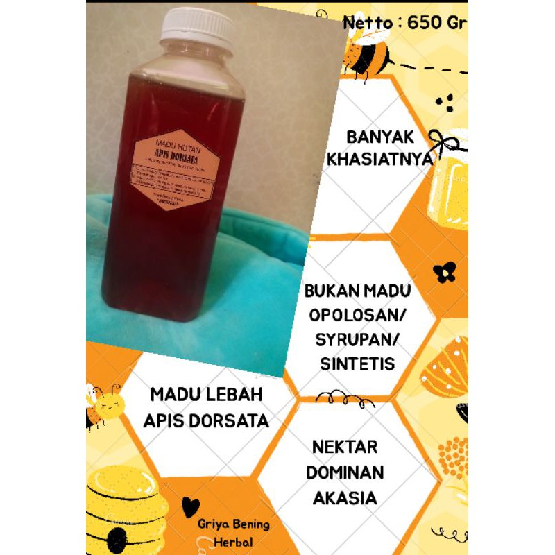 

MADU MURNI HUTAN LEBAH APIS DORSATA. 650 gr