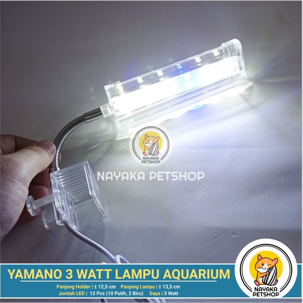 Yamano 3 Watt Lampu Led Aquarium Ikan Hias Aquascape Lampu Led Jepit Mini