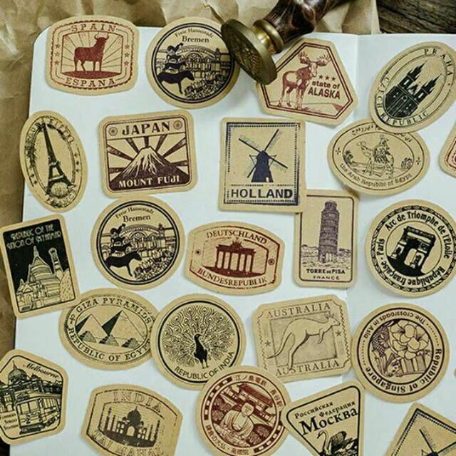 

45pcs Sticker Travelling in the Old Days untuk Scrapbook / Jurnal / Diary (15)