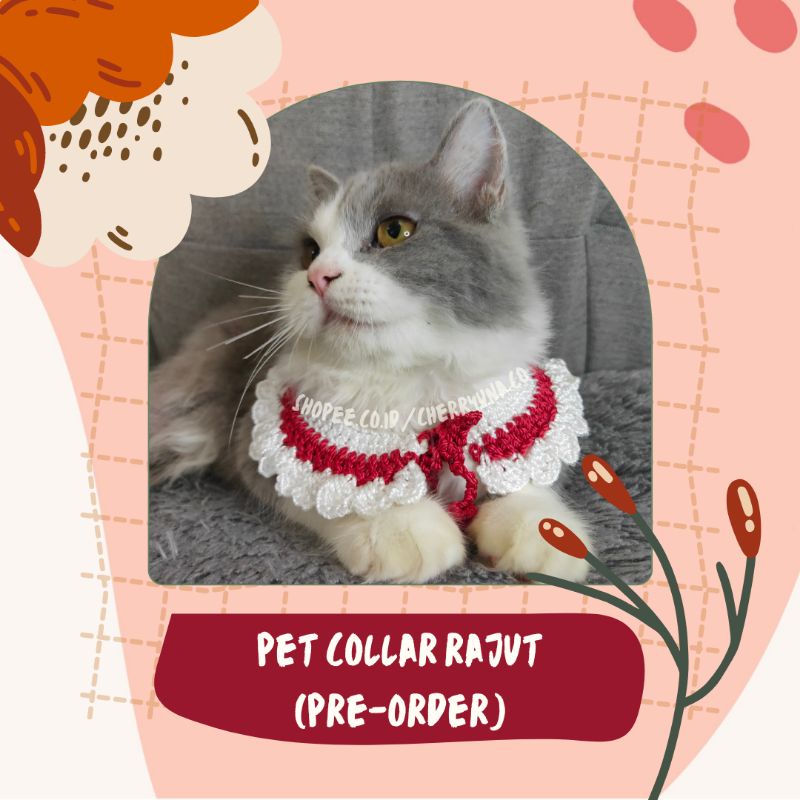 Pet Collar Kucing Rajut Cherryuna ~ Request Warna~