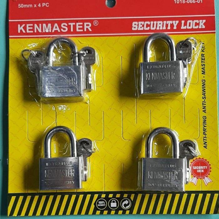 UK. 50 MM isi 4 Pcs. Kenmaster , Gembok , Kunci Gembok , Master key