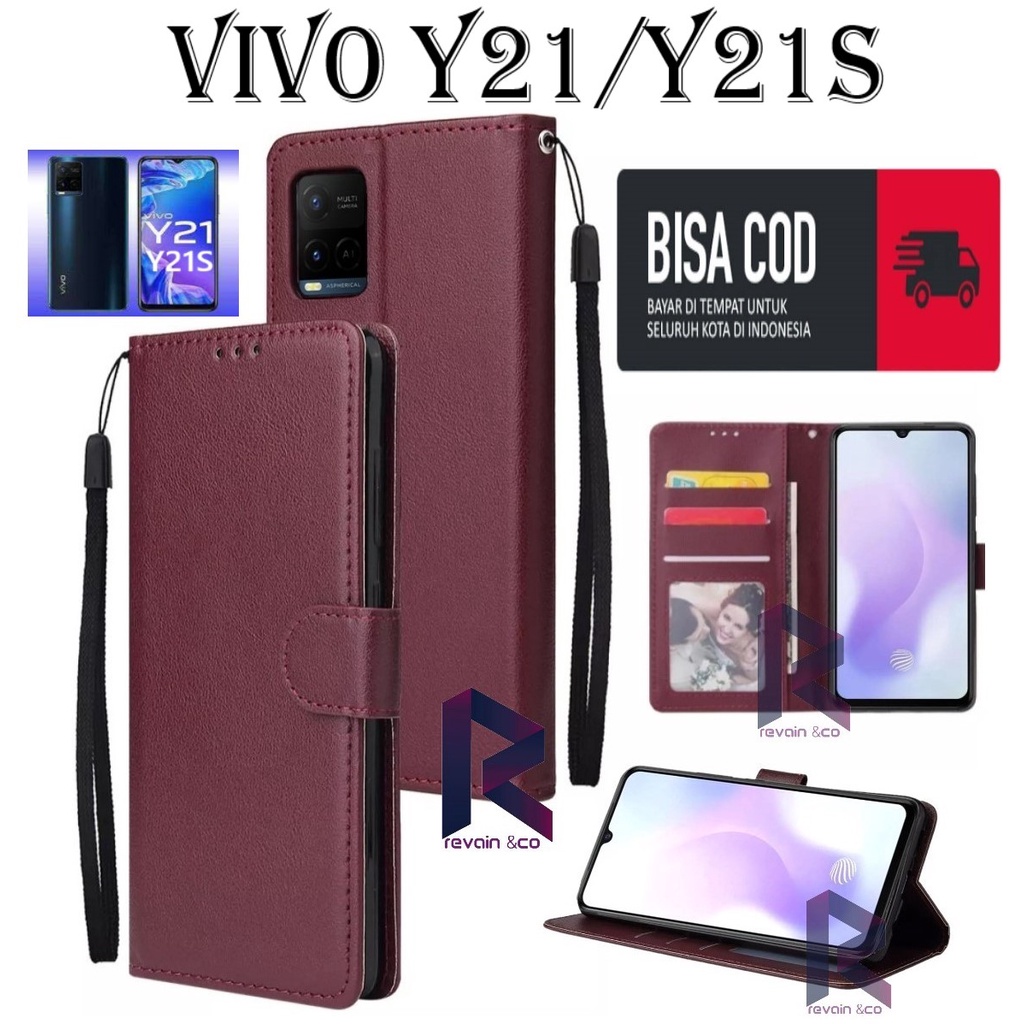 NEW VIVO Y21 Y21S CASE FLIP WALLET LEATHER KULIT PREMIUM SARUNG BUKA TUTUP FLIP CASE VIVO Y21 Y21S