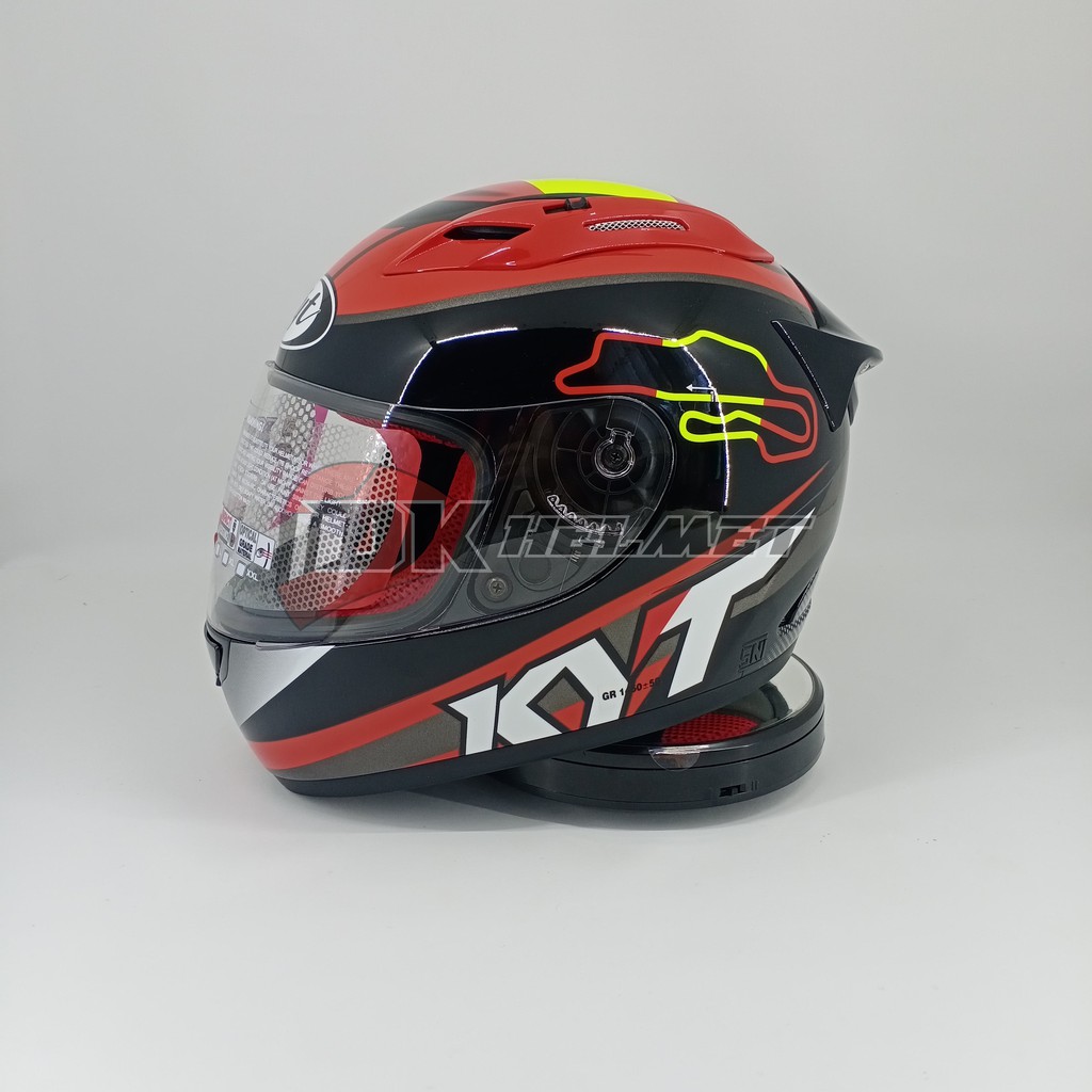 Helm Full Face KYT RC7 Seri 15 Spain Black Red Merah Hitam Original Motor Touring Cowok