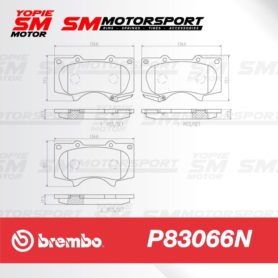 BREMBO Brake Pad Kampas Rem Fortuner VRZ Land Cruiser Prado 09 P83066N