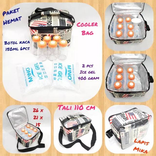 Tas Asi Cooler bag asi lengkap   6 botol orange + 2 ice gel Paket Ekonomis s1