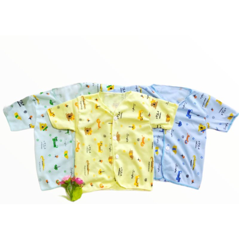 Isi 3 Baju Pendek Warna Motif Atasan Bayi Lucu SNI anti Alergi