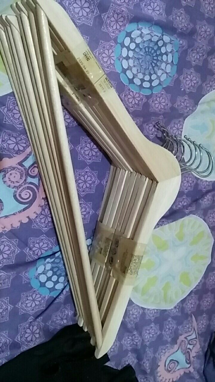 Original Ikea Hopa Gantungan Pakaian Set Isi 5, Kayu Eucalyptus Solid