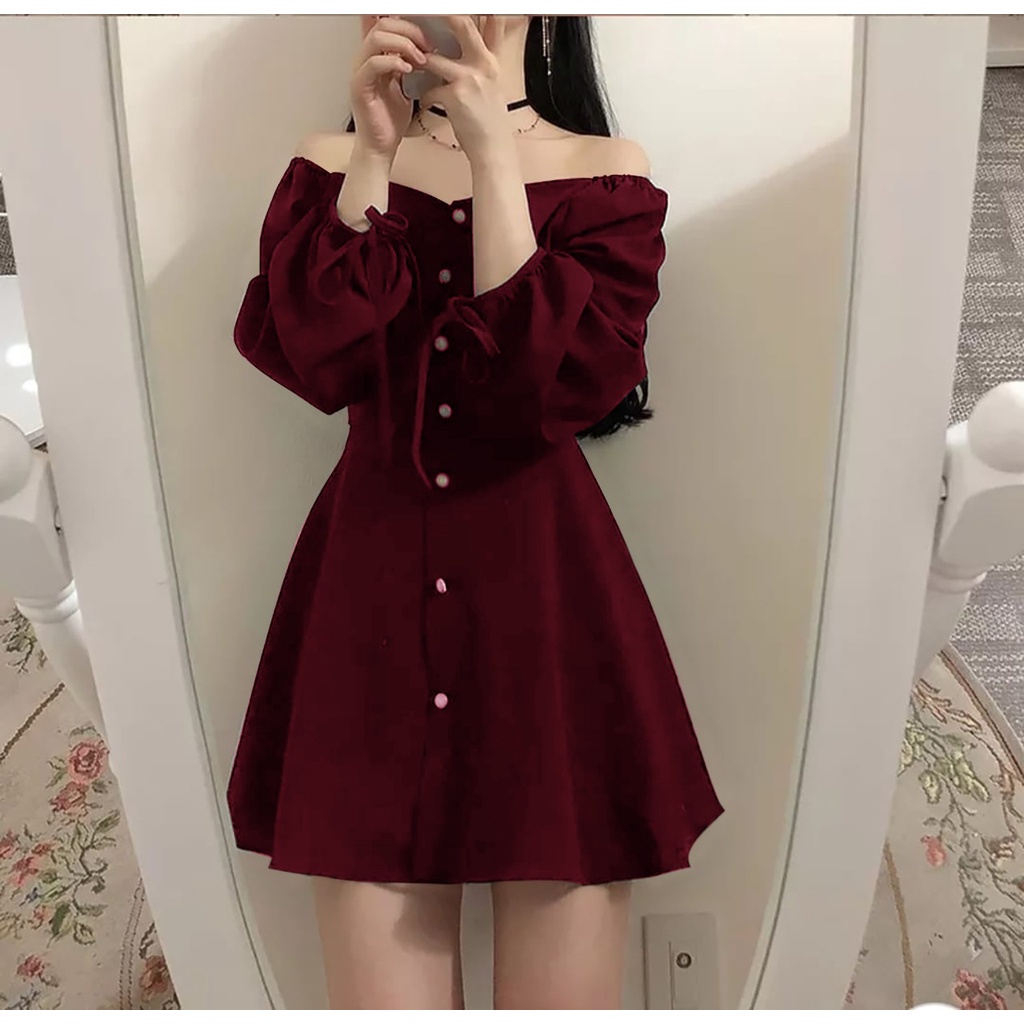 Toply Shop Dres wanita korea simple  Dres gwen