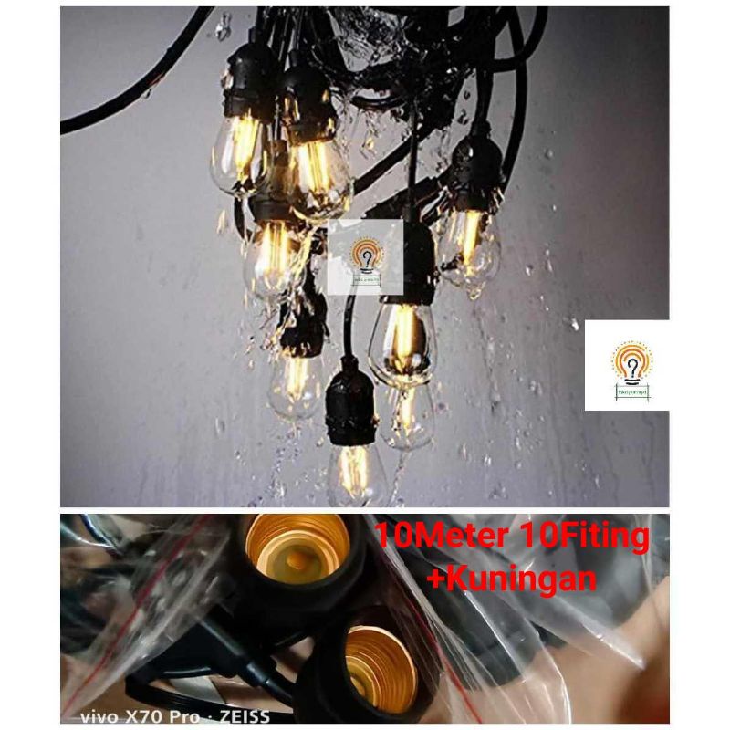 Fiting Lampu Gantung E27 Outdoor 10 Meter 10 Fiting