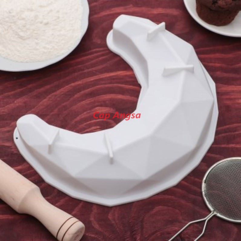 SILICON MOULD BULAN SABIT SILICONE MOULD CRESCENT MOON 3D SILIKON CAKE PINATA PUKUL MOUSSE FONDANT COKLAT