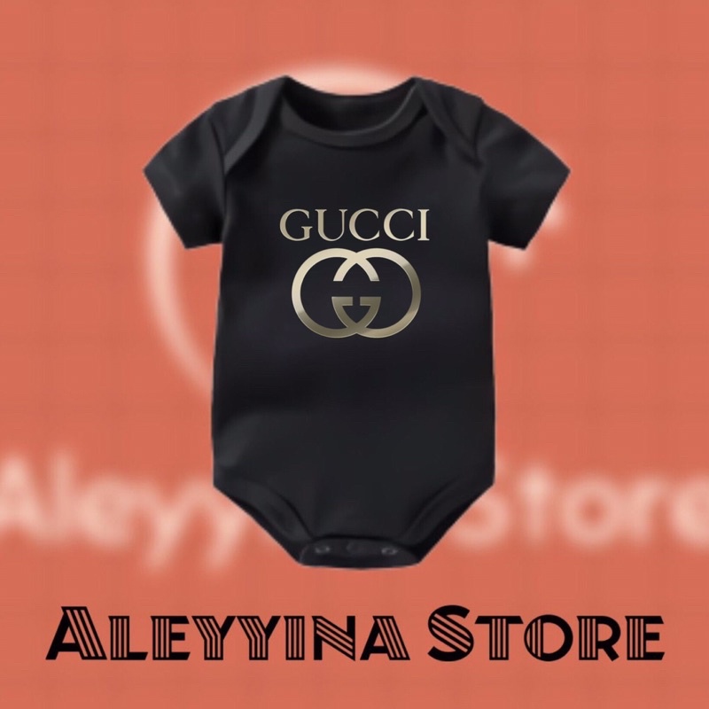 Jumper Bayi Kaos t-shirt baju baby kids pendek  Branded Gucci tulisan usia 0 1 3 4 5 6 7 8 9 10 11 1