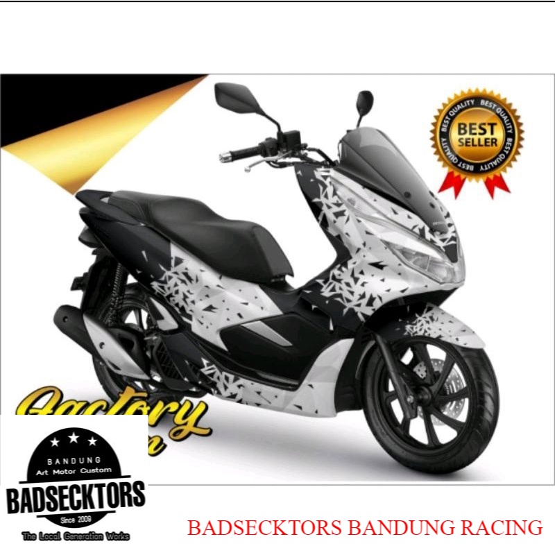 DECAL HONDA PCX 150 MOTIF ABSTRAKS HITAM PUTIH keren