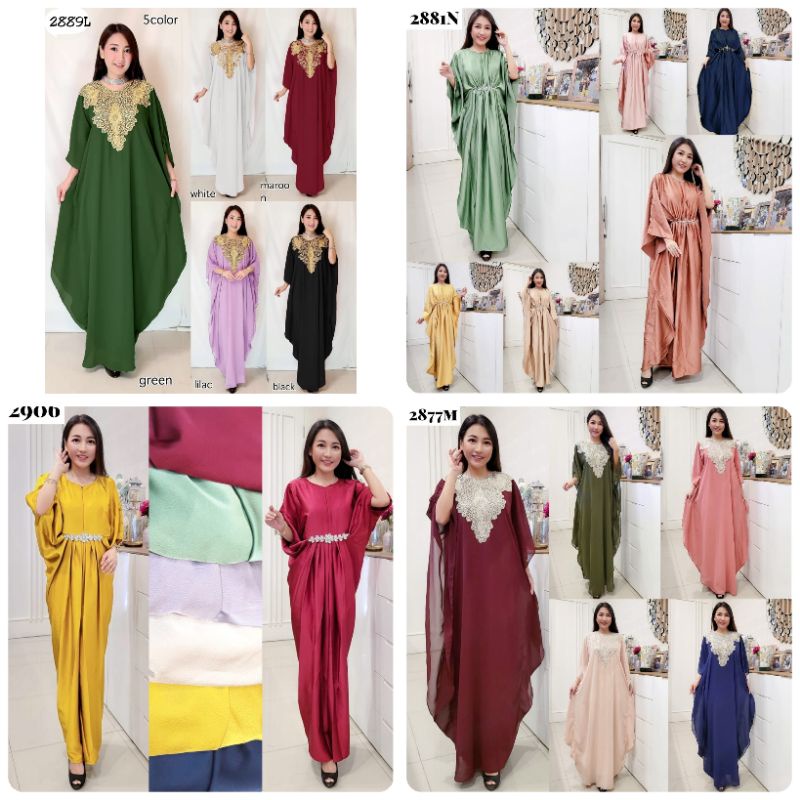 Kaftan Wanita Terbaru Maxmara dan Ceruty Premium fit Standar Sampai Jumbo Gaun Pesta Mewah Banyak Motif