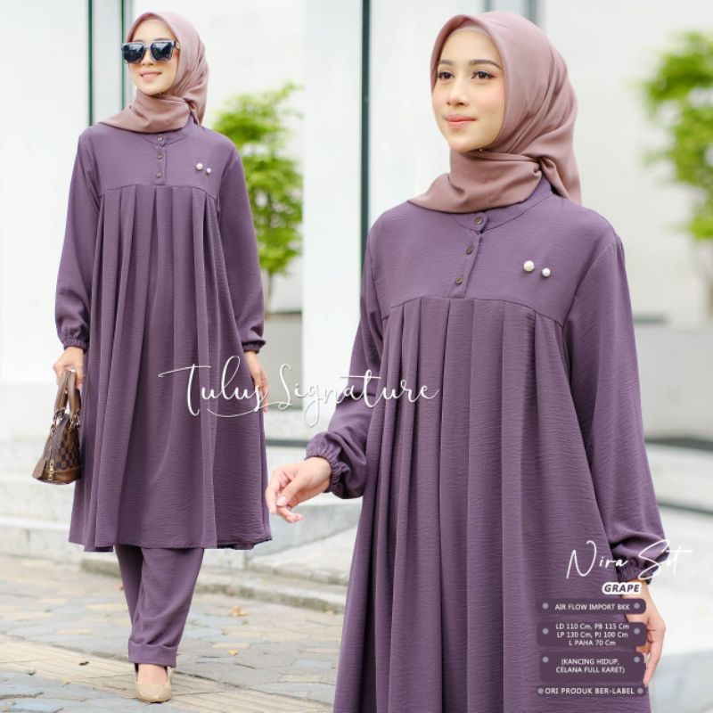 NIRA SET BY TULUS SIGNATURE / ONE SET WANITA MUSLIMAH / Setelan celana ld110